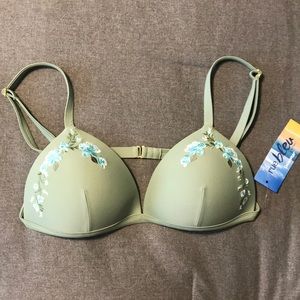 Green push up bikini top